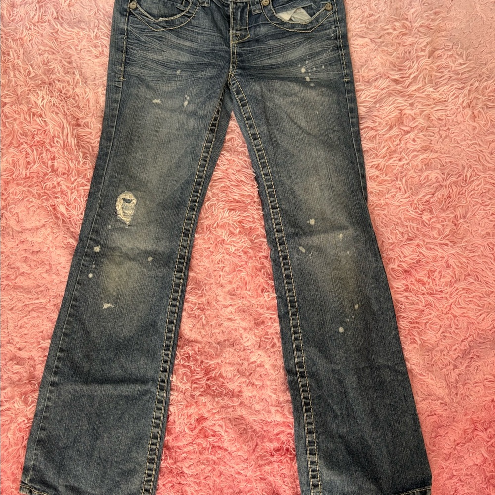 Classic Distressed Straight Leg Jeans